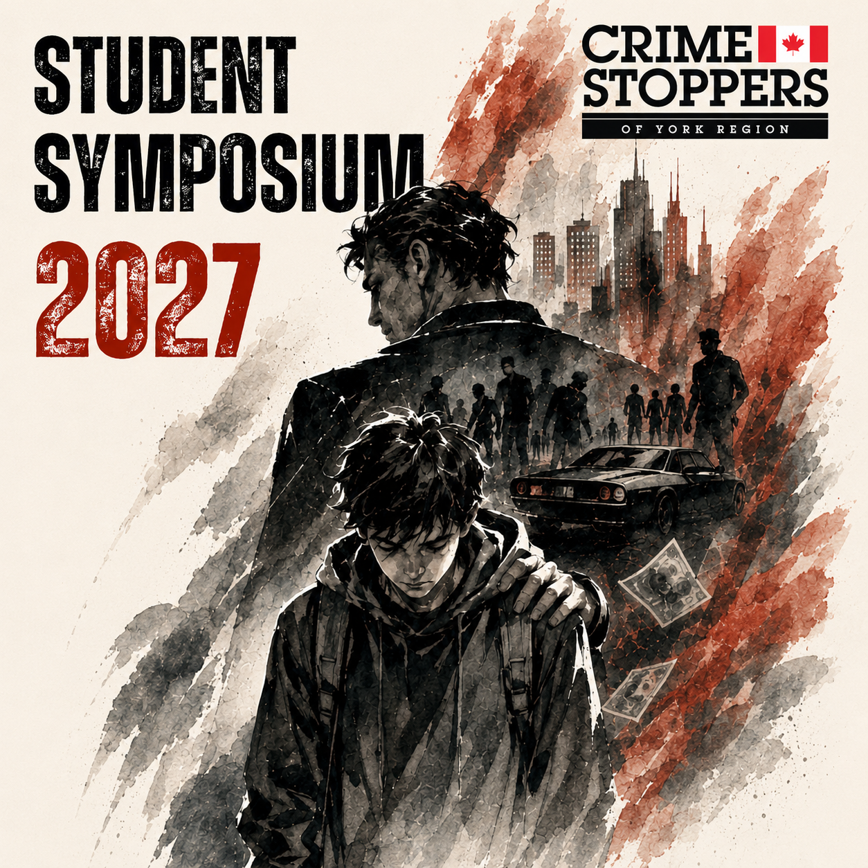 Illustration showing a teenager being manipulated into crime by an older recruiter